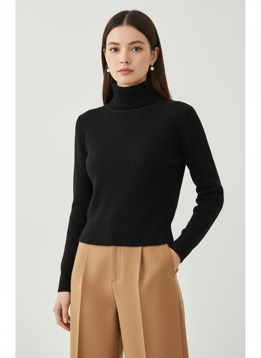 Korean Style High-Waisted Cashmere Sweater for Women